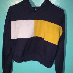 Yellow and Blue Cropped Hoodie